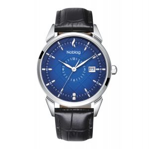 The N-Classic De Noblag Luxury Blue Radiant Dial Watches For Men Black Leather Strap 38mm