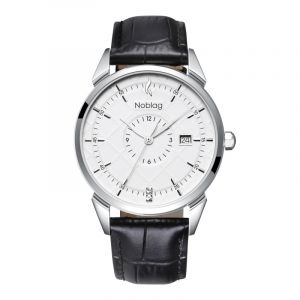 The N-Classic De Noblag Luxury Men's Watch 38mm White Dial Black Leather