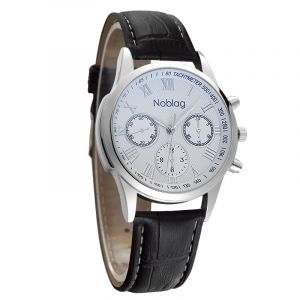 Noblag Monsieur Luxury Watches White Dial Black Leather Strap 40mm