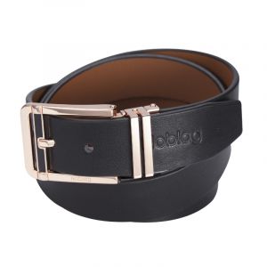 Noblag Luxury Men's Dress Belts Clamp Closure Calfskin Leather Stainless Steel Buckle Gold-Tone Black