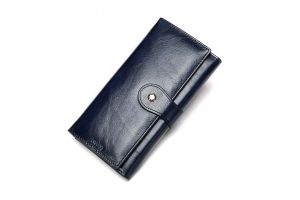 Noblag Luxury Leather Women Wallet Wristlet Blue