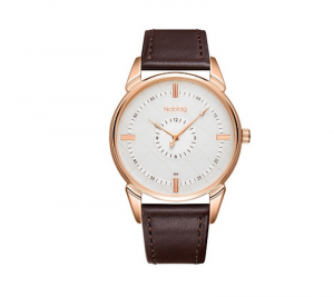 Noblag Luxury Classic Watches For Men & Women White Dial Brown Strap