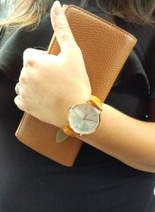 Noblag Luxury Minimalist Women Watches Online Tan Leather Strap Champagne 36mm