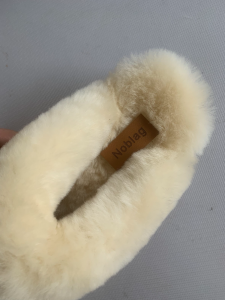 Noblag Luxury Khaki Sheepskin Slippers 100% Wool Winter Slippers 