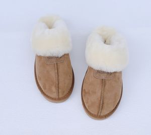 Noblag Luxury Khaki Sheepskin Slippers 100% Wool Winter Slippers 