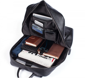 Noblag Luxury Rucksak Black Leather Laptop Backpack For Men & Women