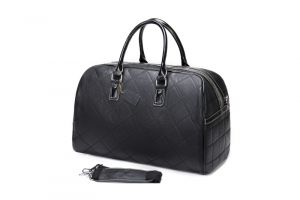Noblag Luxury Duffel Bag Mens, Black Leather Duffel Bag, Unisex Weekender Overnight Bag 