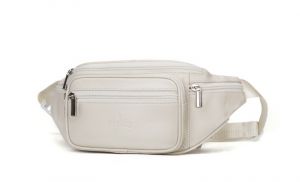 Noblag Luxury Leather Unisex White Belt Bags Multi Compartment Sling Bags Fanny Pack