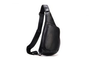 Noblag Luxury Men’s Leather Crossbody Sling Bag Backpacks For Travel Waterproof Fanny Pack Messenger Chest Bag Black 
