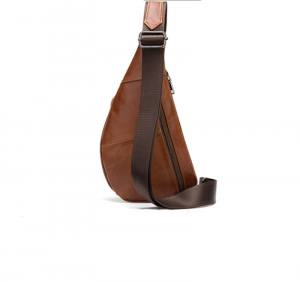 Noblag Luxury Leather Sling Chest Bag For Men Waterproof Fanny Pack Messenger Chest Bag Brown