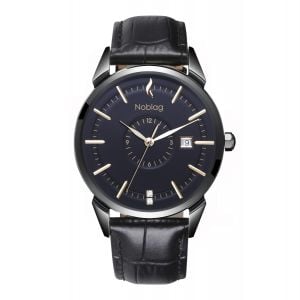 The N-Classic De Noblag Luxury Black Men's Watches Stainless Steel Case Ronda 38mm