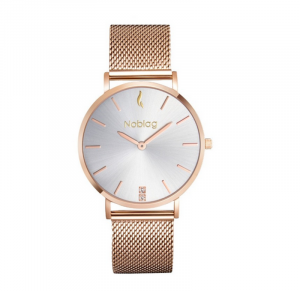 Noblag Luxury Champagne Dial Mesh Strap Bracelet Watch For Women Slide Clasp Buckle Rose Gold 36mm