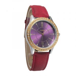 Noblag Mademoiselle Luxury Rose Gold Watches For Women Purple Dial Red Leather Strap