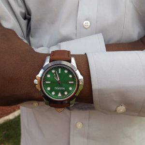Noblag Luxury Sports Watches For Men Green Dial Brown Leather strap 50mm