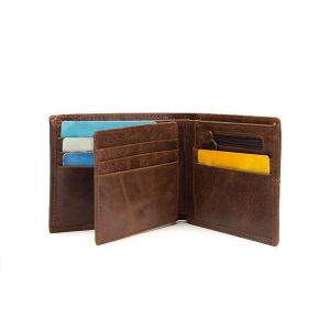 Noblag Luxury Bifold Leather Men’s Wallet With Center Flap 