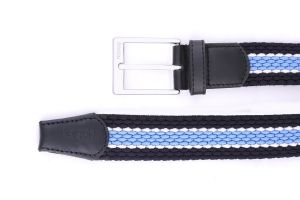 Noblag Luxury Men’s Elastic Braided Belt, Stretch Woven Belt Silver Buckle