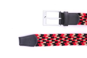 Noblag Luxury Men’s Braided Elastic Woven Belt Black Leather Straps Silver Buckle 