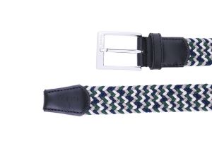 Noblag Luxury Elastic Braided Belt, Men’s Stretch Belt Silver Buckle