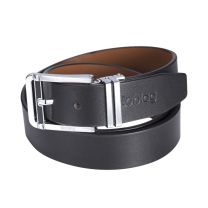 Noblag Luxury Best Men's Dress Belts Calfskin Leather Clamp Closure Stainless Steel Buckle Black