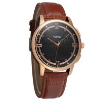 Noblag Luxury Men's Stainless Steel Watch In Rose Gold Leather Strap