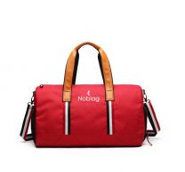 Noblag Luxury Travel Red Duffel Bag & Gym Bag With Shoe Compartment Overnighter