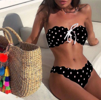 Noblag Luxury Dot Bikini Set Top & Bottom Black