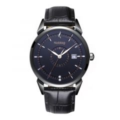 The N-Classic De Noblag Luxury Men's Watch 38mm Black Dial Black Leather