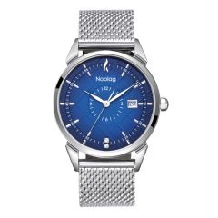 Noblag N-Classic Silver Mesh Bracelet Watch For Men Blue Dial 38mm
