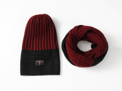 Noblag Luxury Warm Knitted Beanie Scarf Sets For Men With Mixed Black Red Color