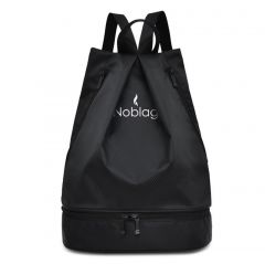 Noblag Luxury Waterproof Travel Drawstring Backpack Bag With Shoe & Wet Compartment Black