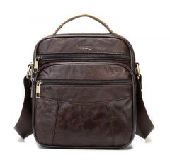 Noblag Luxury Men’s Leather Wax Coffee Messenger Bag Crossbody Sling Backpack Black Travel Bag