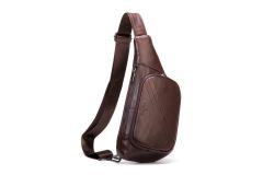 Noblag Luxury Coffee Leather Sling Bag Backpacks For Travel For Men Waterproof Fanny Pack Messenger Chest Bag 