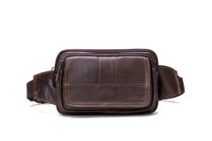 Noblag Luxury  Genuine Coffee Leather Sling Bags For Men And Women  