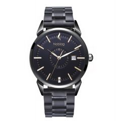 Noblag N-Classic 38mm Stainless Steel Watch For Men Black Band Black Dial Three Hands