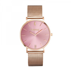 Noblag Luxury Women’s Mesh Band Bracelet Watches Pink Dial Rose Gold Slide Clasp Buckle 36mm