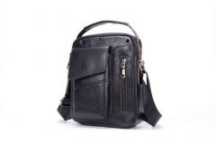 Noblag Wezda Luxury Genuine Leather Men's Black Messenger Bags Crossbody Shoulder Sling Bags