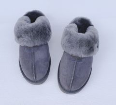 Noblag Luxury Grey Sheepskin Slippers Wool Winter For Men And Women 
