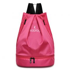 Noblag Luxury Waterproof Travel Pink Drawstring Backpack Bag With Shoe Compartment 