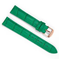 18mm Crocodile Green Leather Strap