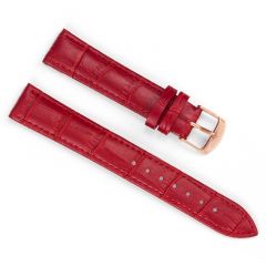 18mm Crocodile Red Leather Strap
