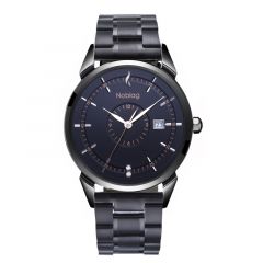 The N-Classic De Noblag Luxury Men's Watch 38mm Black Dial Black Stainless Steel Band