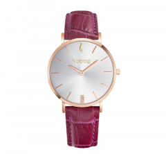 Noblag Flame Luxury Minimalist Women's Watches Purple Leather Strap Champagne 36mm