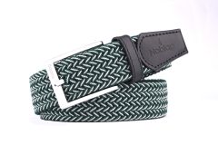 Noblag Luxury Men’s Green Elastic Stretch Braided Belt Silver Buckle