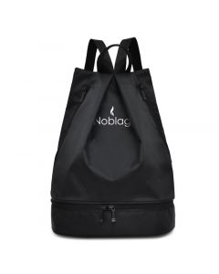 Noblag Luxury Waterproof Travel Drawstring Backpack Bag With Shoe & Wet Compartment Black
