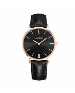 Noblag Luxury Minimalist Black Watch For Women Leather Strap Black Dial 36mm