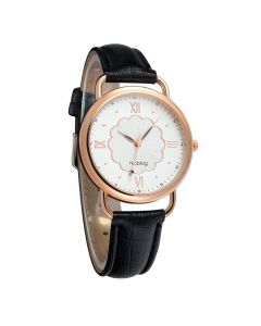   Noblag Luxury Women's Watches Black Strap White Flower Dial 40mm