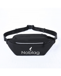 Noblag Luxury Unisex Black Waist Belt Bag Sling Bag Waterproof Water-Repellent Reflective Strip 