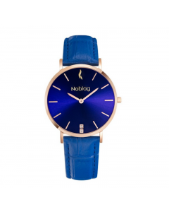 Noblag Luxury Minimalist Women's Watches Blue Leather Strap Blue Sunray Dial 36mm