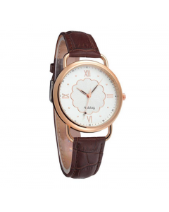 Noblag Luxury Women's Watches Brown Strap White Flower Dial 40mm