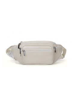 Noblag Luxury Leather Unisex  White Belt Bags Multi Compartment Sling Bags Fanny Pack